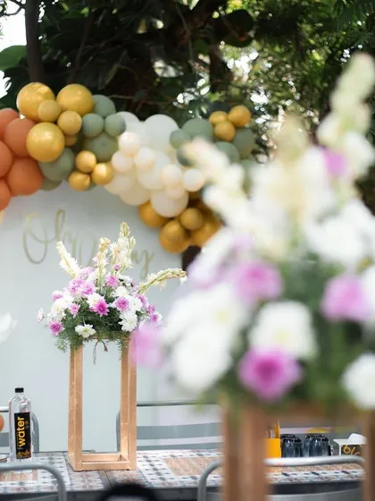 Another perspective of the dreamy baby shower decor, showing how the elements come together to create a cohesive and stylish look.