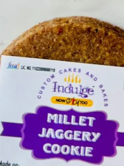 A closer look at my millet jaggery cookie. You can see the wholesome texture from the millet flour. These are made without refined sugar, using jaggery for a natural sweetness. Please note they contain some whole wheat flour, so they are not gluten free.