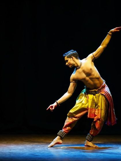 Another angle from my performance for Nrityayatri in Pune. The challenge is to fill the entire stage with energy and presence as a single performer.