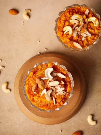 One bite of this heavenly Gajar ka Halwa and you will be hooked. A classic Indian dessert made with carrots, milk, and sugar.