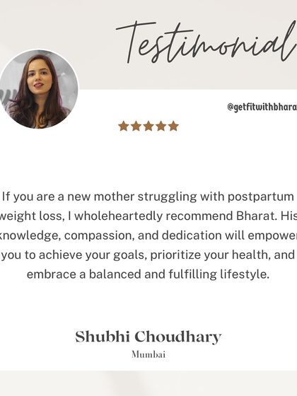 Shubhi wholeheartedly recommends me to any new mother struggling with postpartum weight loss, highlighting my knowledge, compassion, and dedication.