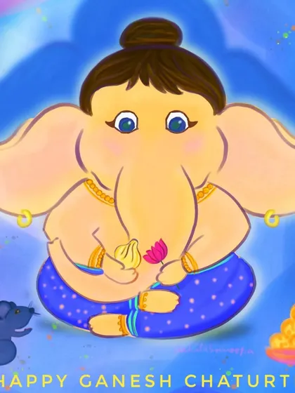 My take on a baby Ganesha, designed to celebrate Ganesh Chaturthi. I imagined him as a playful, gentle character, holding a modak and a lotus, ready to bring joy and remove obstacles.
