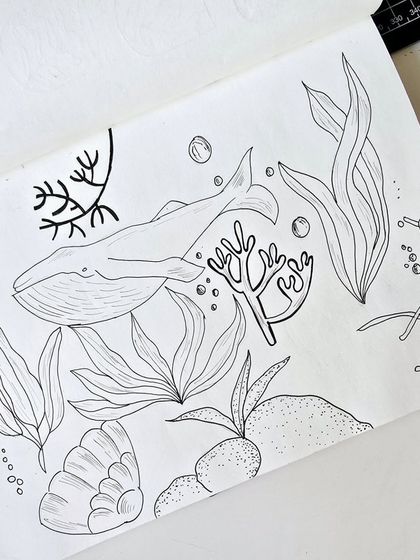 Conceptual sketches for a new series of wall art plates are underway, featuring marine life and floral motifs. This year's project will focus on smaller wall panel formats.