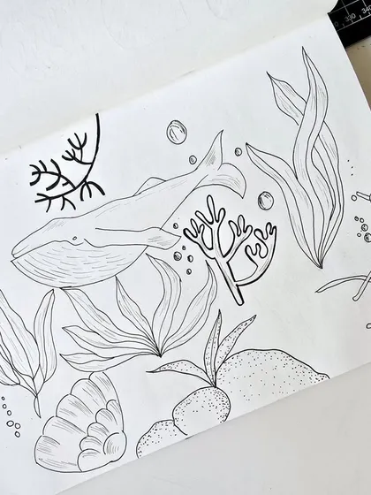 Here are some of my conceptual sketches for a new series of wall art plates. This year, I'm focusing on marine life and floral motifs, exploring them in smaller wall panel formats.