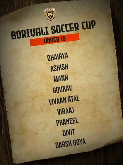 Our U15 squad for the Borivali Soccer Cup, a team with passion and fire.