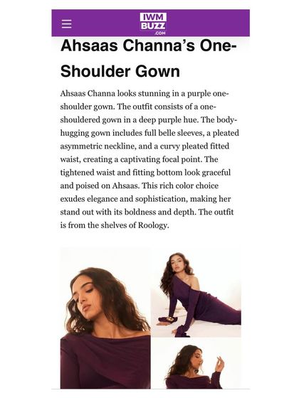 It's always so rewarding to see my work featured in the press. This article from IWM Buzz breaks down the details of the one shoulder gown I styled for Ahsaas Channa.