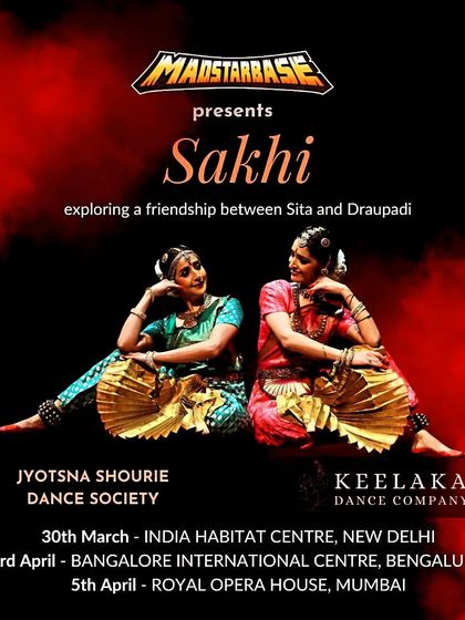 The official poster for the "SAKHI" tour, presented by Madstarbase. This image shows the two protagonists in a moment of quiet conversation, setting the stage for their shared story.