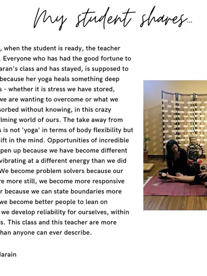 I am deeply moved when my students share how the practice has shifted something within them. This is the heart of my work. It’s not about flexibility, but about a real shift in the mind and energy.