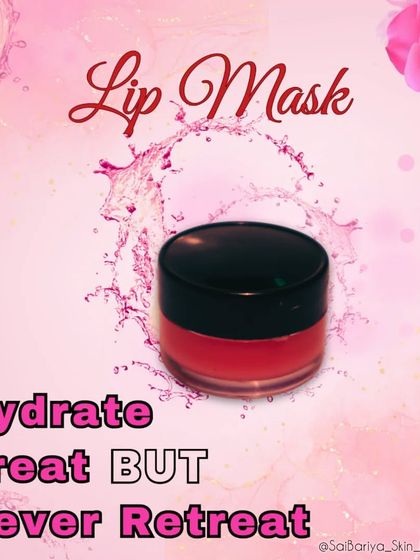A product shot of my new Lip Mask. It's here to help you hydrate, treat, and never retreat from having soft, healthy lips. A must-have for your nighttime routine.