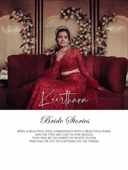 Another stunning portrait of Keerthana, capturing her beauty and the elegance of her reception look.