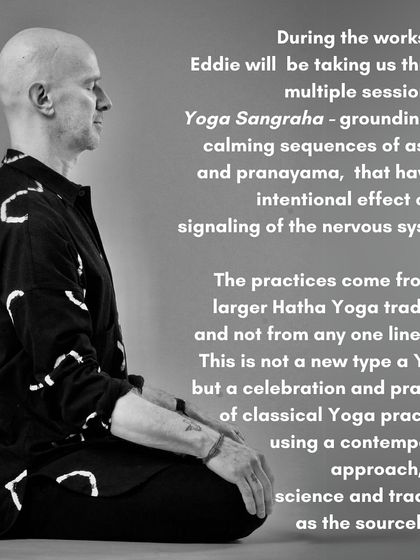 Explaining the Yoga Sangraha practice, which was a core component of our workshop. It is a celebration of classical yoga practices using a contemporary approach, with science and tradition as the sourcebook.