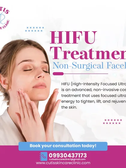 An introduction to our HIFU (High-Intensity Focused Ultrasound) treatment. This visual explains how we use advanced, non-invasive ultrasound energy to tighten, lift, and rejuvenate the skin from within.