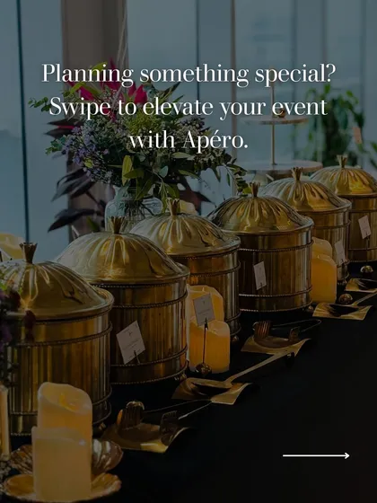 Planning something special? This image shows a full buffet line with our elegant brass chafing dishes, promising an elevated dining experience for your event.