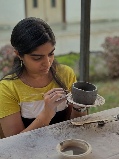 In our second session with the Tata Memorial Centre, a research scholar finds a quiet rhythm in hand-building, stepping away from data to create with her hands.