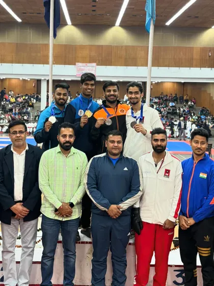 A proud moment as our students Harshit Pandey (Gold) and Tushar Kumar (Bronze) dominate the -75kg category at the All India Inter University Games.