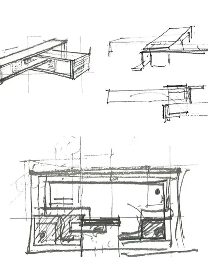 initial concept sketches for custom console and cabinetry design… our process always begins here, exploring form and function before any material is cut.