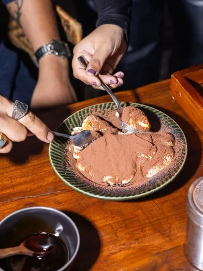 A little dusting of cocoa, a lot of indulgence. Two spoons dive into my take on Tiramisu, a shared moment of sweetness.
