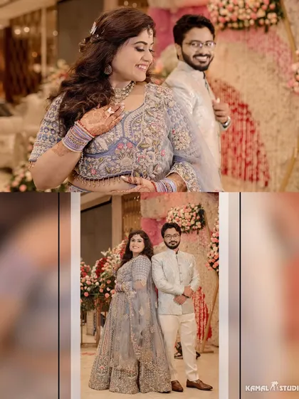 A happy and bright collage of the couple at their Roka, their smiles reflecting the joy of the occasion.