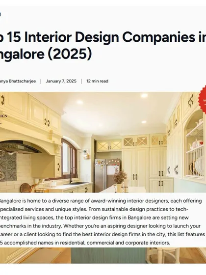 I am honored to be recognized by NOVATR as one of the top interior design companies in Bangalore. This acknowledgment fuels my passion for creating unique, people-centric spaces that blend impeccable craftsmanship with deep personal meaning.