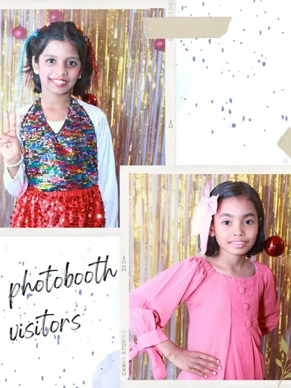 More visitors at our event photobooth. These girls are ready for their close-up, showing off their festive outfits and happy smiles.