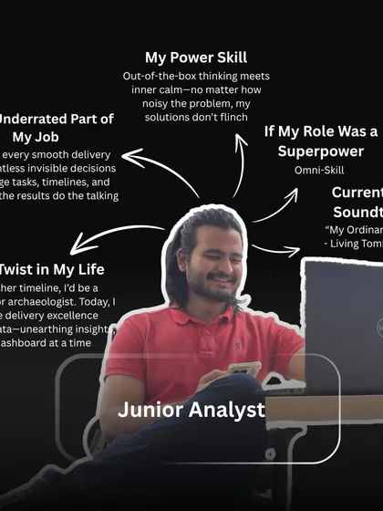 A look into the mindset of Junior Analyst Shreshth. His "Omni-Skill" superpower is a blend of out-of-the-box thinking and inner calm, allowing him to manage complex tasks and timelines to deliver results that speak for themselves.