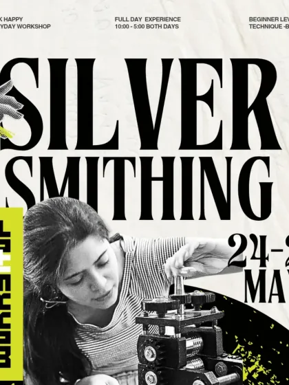 Our official poster for the May silversmithing workshop. This beginner-level, technique-based experience is a full two-day immersion into the craft.
