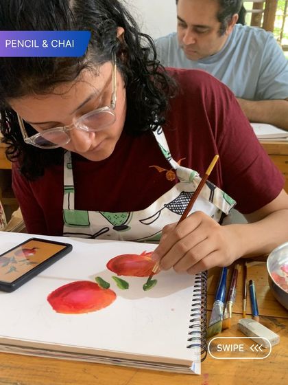An artist-in-the-making concentrates on her still life painting. We believe in learning to see, and our classes emphasize observational drawing and painting to build a strong artistic foundation.