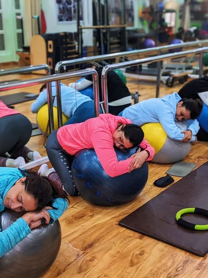 Taking a well-deserved break after a great session. The stability balls are perfect for a little rest and relaxation.