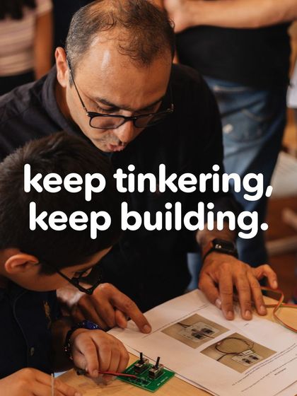 Teamwork makes the dream work. We love seeing parents get involved, like Ayaan and his dad, who are working together to understand a circuit board for their robotic car.