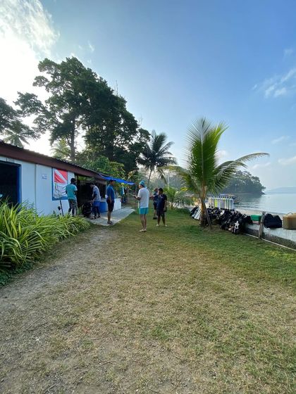 The dive center at sunrise, getting ready for the day's adventures.
