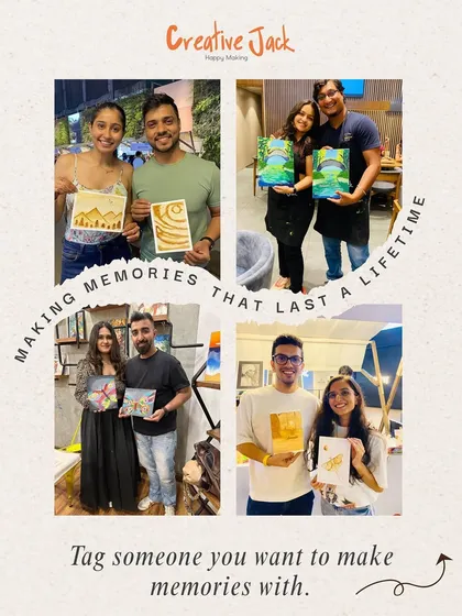 This collage showcases several couples and friends making memories together at my workshops. It's a testament to how art is better when shared.