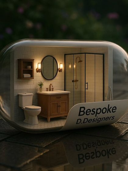 Even a bathroom can be a sanctuary. This 3D render showcases a modern-traditional bathroom design with a classic wood vanity, subway tiles, and warm, inviting lighting, proving that every room can be beautifully designed.