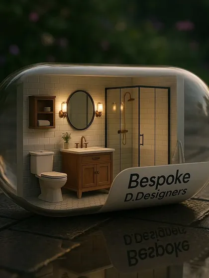 Even a bathroom can be a sanctuary. This 3D render showcases a modern-traditional bathroom design with a classic wood vanity, subway tiles, and warm, inviting lighting, proving that every room can be beautifully designed.