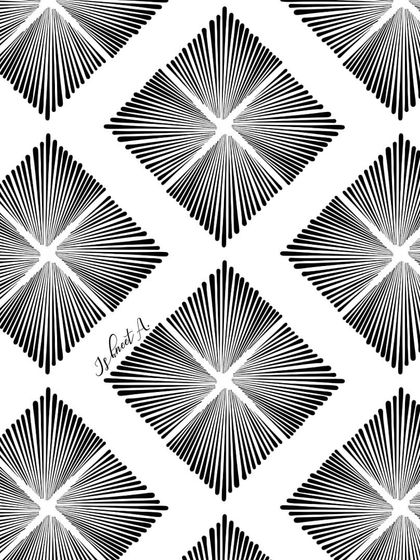 Another abstract filler print from my 'Treasures of Madagascar' collection. This diamond-shaped pattern is created with radiating lines, giving it a dynamic, almost art deco feel.