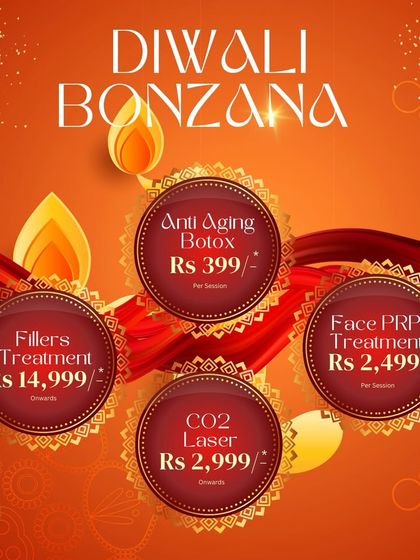 Our Diwali Bonzana offer is here. Get special pricing on our most effective treatments like Anti-Aging Botox, Fillers, Face PRP, and CO2 Laser to get you glowing for the festive season.