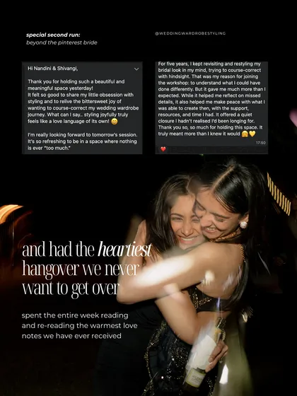 We spent the week reading and re-reading the warmest love notes we have ever received. This is why we do what we do. creating a meaningful space for brides to find support, peace, and a sense of quiet closure on their styling journey.