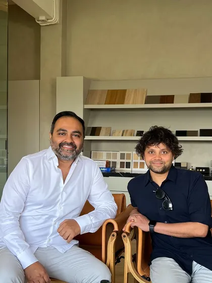 A candid moment of collaboration with a client in my studio. Involving clients at every stage ensures each project becomes a unique extension of their identity.