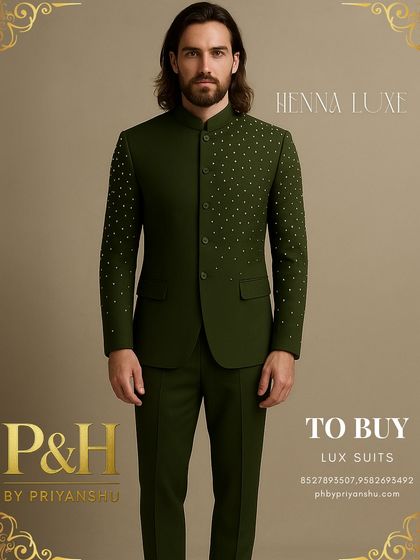 A portrait view that captures the confident and stylish essence of this unique Mehndi ceremony outfit.