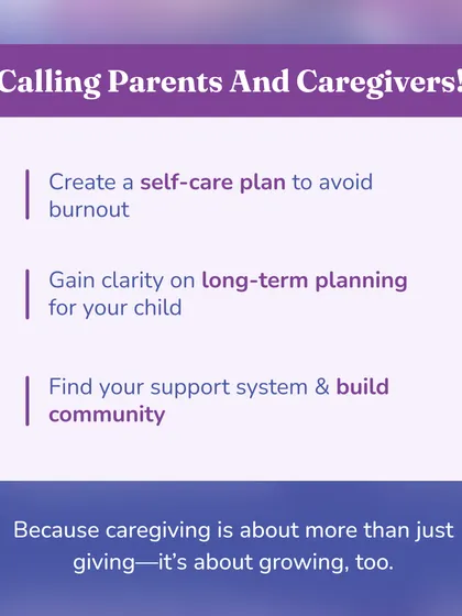 This graphic calls out to parents and caregivers, outlining the key takeaways from our 'Aao Sochein Sath' workshop. We focus on creating a self-care plan to avoid burnout, gaining clarity on long-term planning, and finding a support system.