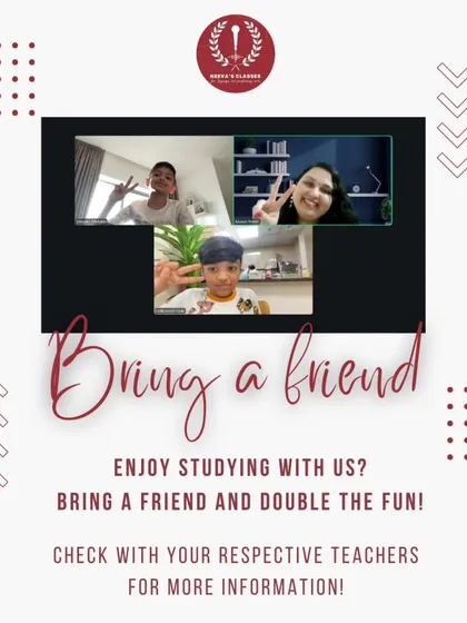 Everything's more fun with a friend. If you enjoy our math sessions, you can invite a friend to join for a free trial class. It's a great way to share the learning experience and build confidence together. Just ask me for more details on how to set it up.