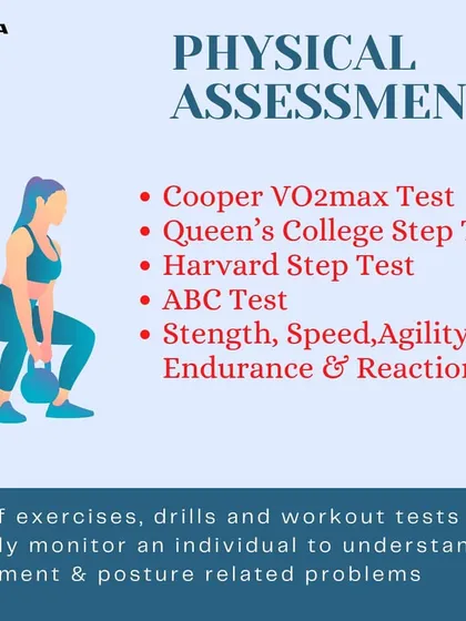 Our training is rooted in science. This graphic outlines the comprehensive physical assessments we conduct, including VO2max, strength, and agility tests. This data allows us to create a truly personalized training plan tailored to your specific needs and goals.