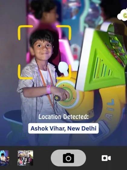 Location detected: Ashok Vihar, New Delhi, where the fun is! This young gamer is all smiles as he enjoys one of our many exciting arcade machines.