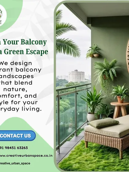 Imagine stepping out onto this every morning. This is the green escape I can create for you. This balcony design blends a soft artificial grass floor with elegant planters and a comfortable chaise lounge, turning a simple space into a stylish sanctuary for everyday relaxation.
