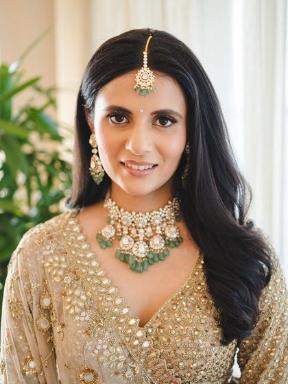 A close-up portrait showing the soft, natural makeup. I focused on clean skin and subtly defined features to match her vision of minimal and refined glam.