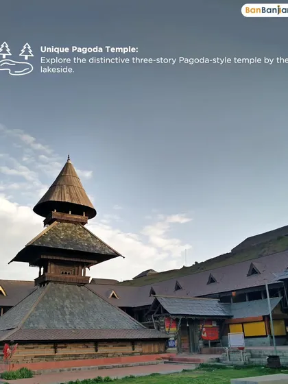 A closer look at the unique three-story Pagoda-style temple dedicated to the sage Prashar. Its distinctive architecture stands as a testament to the rich heritage of the Himalayas.