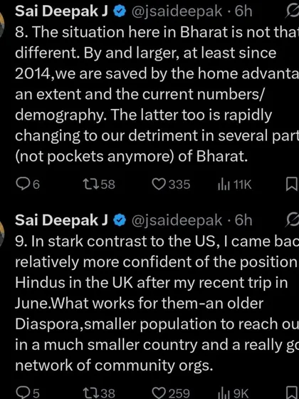Comparing the situation of Hindus in Bharat with those in the US and UK. While we have a home advantage, the demographic changes in several parts of Bharat are a serious cause for concern.