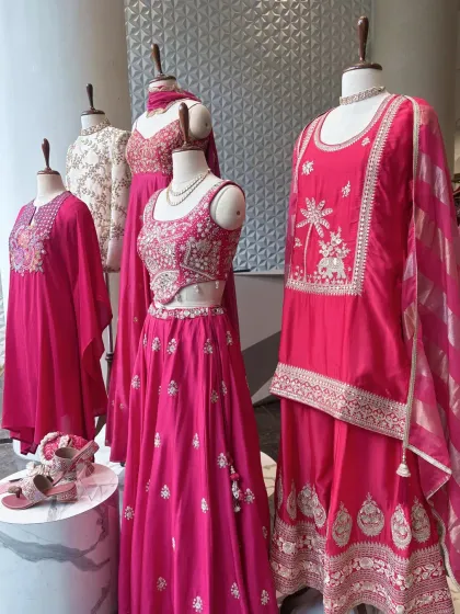 A vibrant display of festive hues. I love creating color stories in my store that inspire and excite, showcasing outfits for every member of the wedding party.