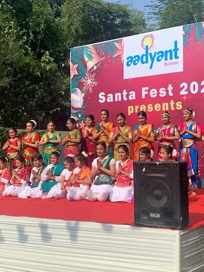 The full group of my students on stage at the Aadyant School's Christmas Fest. It was wonderful to see them perform with such festive joy and grace.