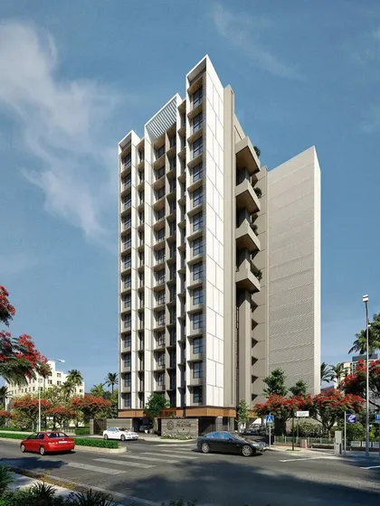 My architectural work aims to create silent, impactful structures that link to the surrounding landscape. This render for Platinum Pristine showcases a design that is both modern and respectful of its urban context.