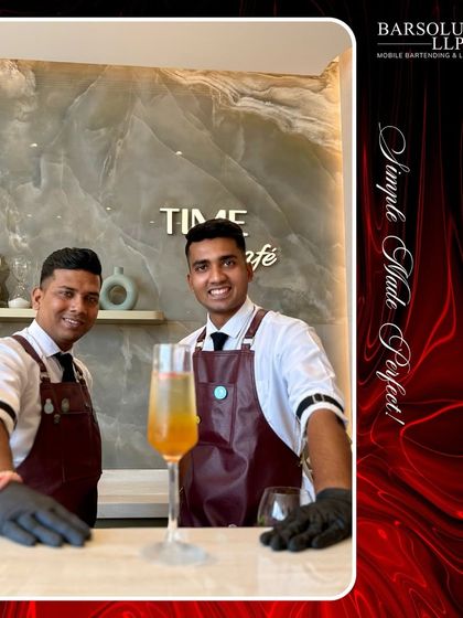 Our team proudly presenting a signature cocktail at the Time Café during the Bvlgari product launch.